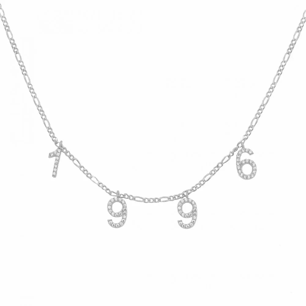 Chocker Datumkette mit Zirkonia Stein